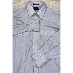 Vintage Boulevard For Tall Man Gray Pearl Snap Regular Fit 16-16.5 32/33 LT